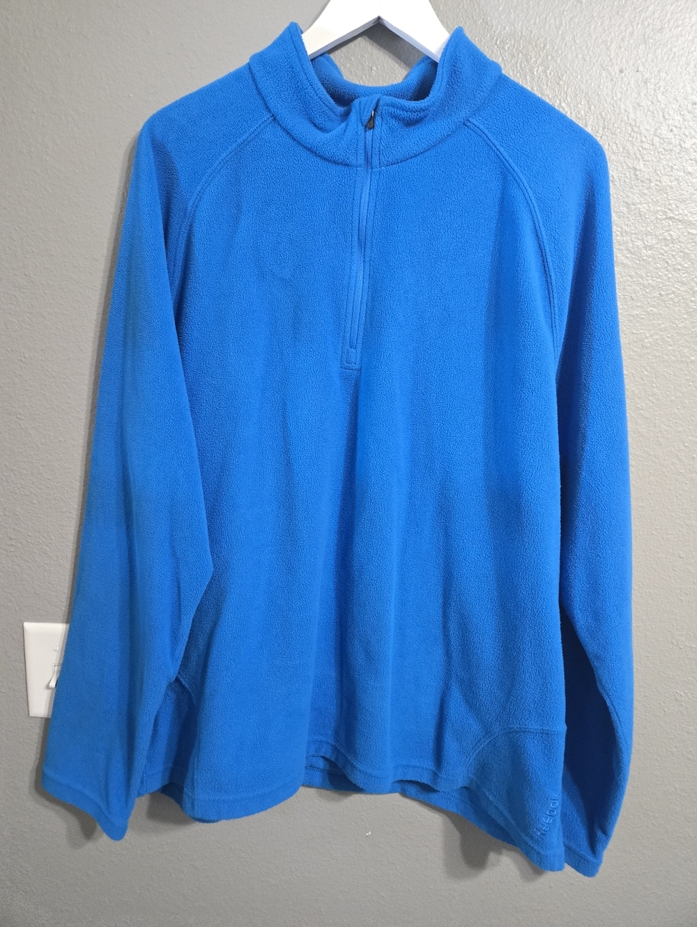 Reebok 1/4 Zip Blue Polyester Fleece Sweater Size XL